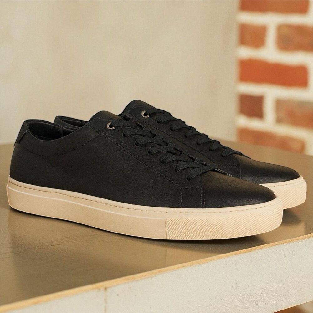 Good Man Brand Sneakers Mens 11.5 Black Leather‎ Edge Lo Top Vachetta Italy New